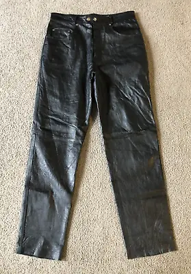 Guide Gear Men's Black Leather Motorcycle Riding Pants  Tagged 34 - Measured 33L • $52