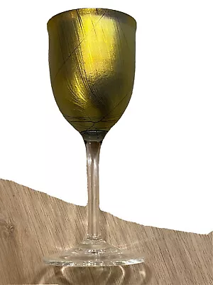 Steven Maslach Iridescent Sureness Gold Cobalt Blue Wine Art Wine Glass • $68.95