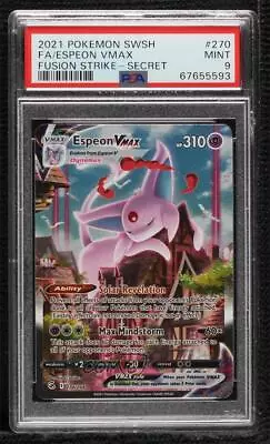 2021 Pokemon Sword & Shield - Fusion Strike Espeon VMAX Secret PSA 9 MINT 0m4q • $208