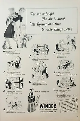 1944 Windex Window Cleaner Vintage Ad Saves Time Saves Energy Saves You • $14.95