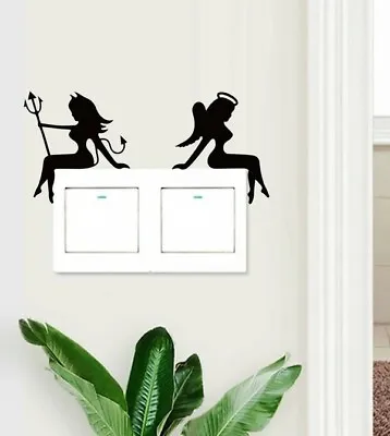 £2.79 • Buy 2 Pcs Devil /Angel Light Switch Stickers Surround Decal Wall Art Home Decor Uni