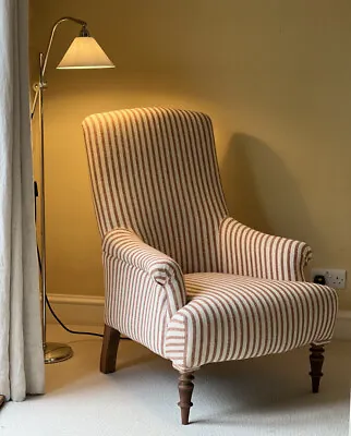 French Louis Style Armchair In Guy Goodfellow Cognac Stripe Sacking • £1250