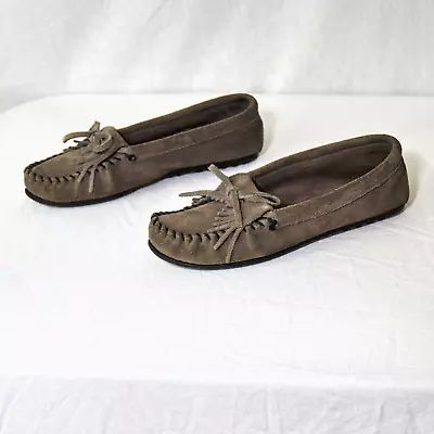 Minnetonka 401T Classic Womens Brown Suede Leather Fringe Moccasins Size 7 • £18.31