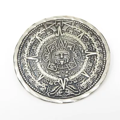 NYJEWEL Hechden Mexico 925 Silver Mayan Calendar Aztec Huge Pin Brooch Pendant • $7.70