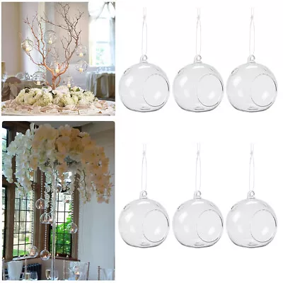 Clear Hanging Glass Bauble Ball Tealight Candle Holder Xmas Wedding Garden Decor • £11.95