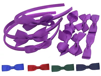 9 PIECE BUNDLE SET School Hair Bows Headbands Clips Alice Bands Uniform Colours • £4.99