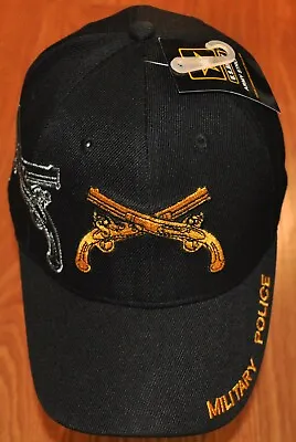 New Black US Army Military Police Hat Ball Cap Veteran Cross Guns Licensed • $10.99