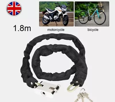 HEAVY DUTY STRONG MOTORCYCLE MOTORBIKE BIKE LOCK SECURITY CHAIN AND PADLOCK New • £6.99