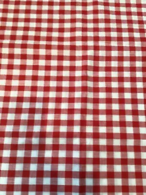 Vintage Cotton Gingham Fabric Red & White 4.2 Yrds X 36  Wide Large Size Checks • $15