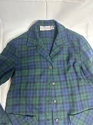 Vtg PENDLETON Knockabouts Plaid Blazer Coat Jacket Virgin Wool Green USA Plaid S • $33.15