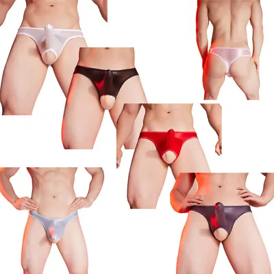 Men Underwear Bikini Panties Underpant Briefs Low Waist Clubwear Keyhole Sissy • £10.79