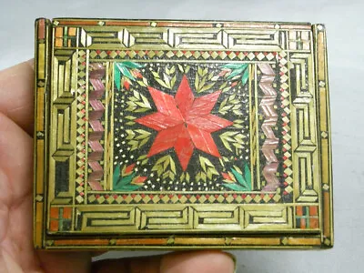Old Polychrome Straw Marquetry Box Cigarette Case • $63.84