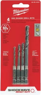 MILWAUKEE 48-89-4444 Milwaukee Shockwave Impact Hex Shank Drill Bit Set (4 Bits) • $10.49