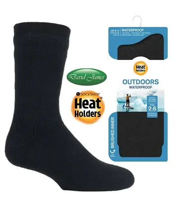 Heat Holders Outdoors WATERPROOF Winter Warm Thermal Socks 2 Sizes Black 2.6 Tog • £49.99