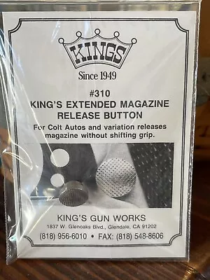 King's Gun Works 310 Extended Magazine Release Button Colt 1911 Stainless NOS • $16.99