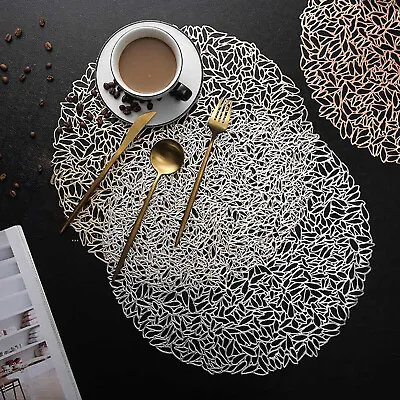 $30.02 • Buy Washable 4/6/8 Placemats PVC Round Coasters Dining Table Mat Non-Slip Table Pad 