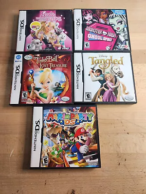 Nintendo DS 5 Games Monster HIgh Mario Party Tangled Tinkerbell Barbie 7B1t • $24.95