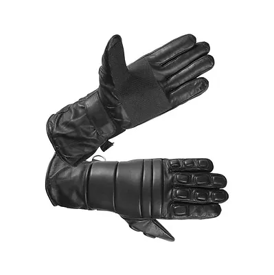 Hugger Fireproof Leather Police Riot Gloves Men's Gauntlet Heavy Swat Security • $39.94