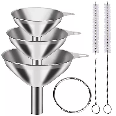 6 Pcs Stainless Steel Mini Funnels For Kitchen Use Large Tiny Small Funnel Set 3 • $10.99