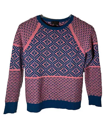 J Crew Womens Size XS Wool/Cashmere Blend Pink & Teal Fair Isle Sweater • $39.95