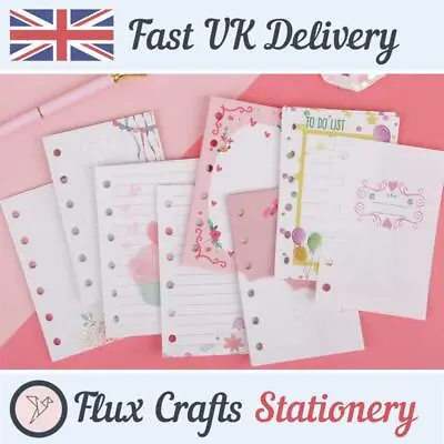 £9.89 • Buy A6 A6 A7 Refill Inserts Pack Set Pink Blank Grid Planner Ring Binder Flux Crafts