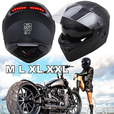 DOT Flip Up Modular Full Face Helmet Motorcycle Dual Visor Motocross M L XL XXL • $73.99