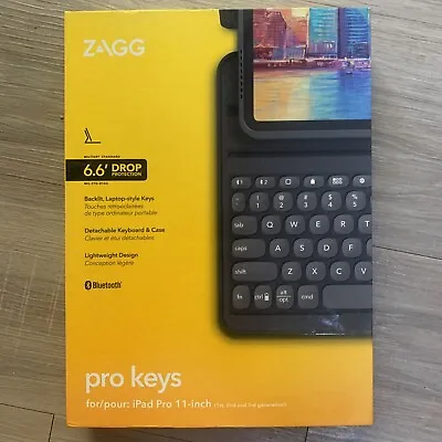 $38 • Buy ZAGG Pro Keys Wireless Keyboard With Detachable Case For Apple IPad Pro 11  -...
