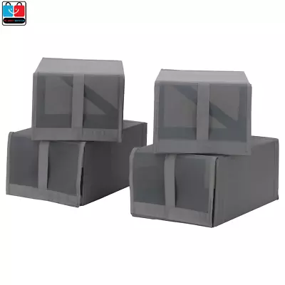 IKEA SKUBB Shoe Storage Bins - Box Dark Gray NEW 4 PACK Closet Organize • £23.75