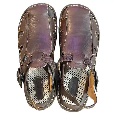 Born  Brown Leather Hook And Loop Sandals Shoes US Size 8 Mens • $29.99