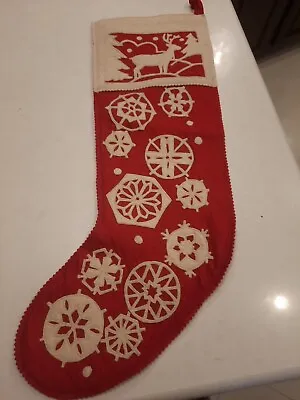 Midwest Of Cannon Falls Stocking Christmas Snowflakes Deer Red White Winter • $18