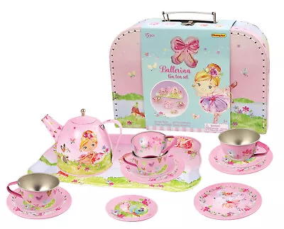 Kaper Kidz - Ballerina Tin Tea Set In A Suitcase 10 Pieces • $54.95