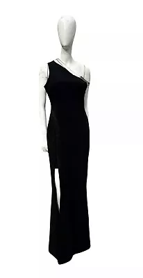 Vtg 90s Thierry MUGLER Tux Black Dress Evening Gown Metal Shoulder Strap Size 40 • $700