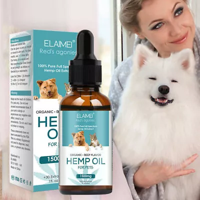 30ml Hemp Oil For Dogs Cats Anxiety Pain Stress Calming Drops 1500mg Omega 3-6-9 • $13.58