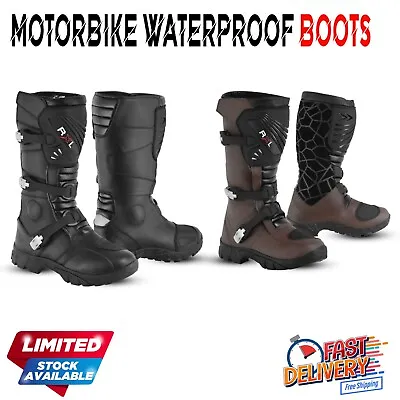 Motorcycle Motorbike Long Racing Waterproof Shoes Leather Fully Protective Boots • $74.59