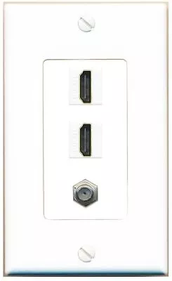 DecorZ - 1 Gang Decorative 2 HDMI Coax Wall Plate White • $12.44