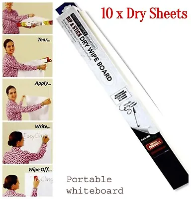 Magic Whiteboard 10X Dry Wipe White Foldable Sheet Large Reusable Sheets 50x73cm • £15.99