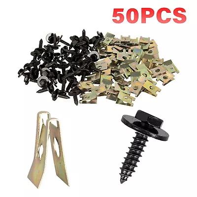 (25+25) Metal Car Screw Body Fender Bumper Retainer U Nut Clips Gasket Fastener • $9.45