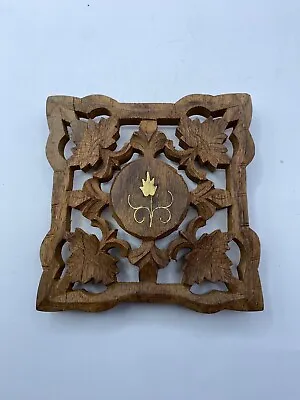 Vintage Wooden Trivet Hand Carved India • $9.99