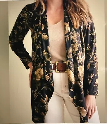 3X Soft Surroundings Shape Drape Multi Floral Faux Micro Suede Jacket NWT • $64.99