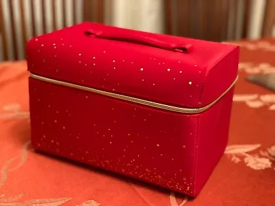 Estee Lauder Red Velvet W/Gold Stars Cosmetic Makeup Bag Train Case 2022 New • $12