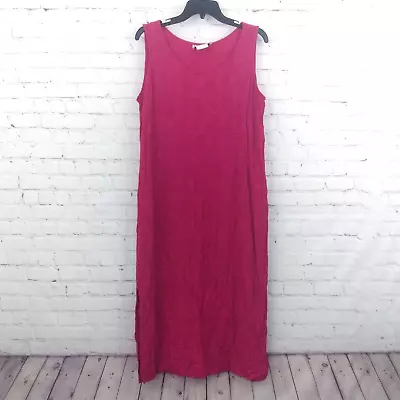 Karin Stevens Dress Womens 14 Pink Sleeveless Textured Side Slit Midi Vintage • $17.49
