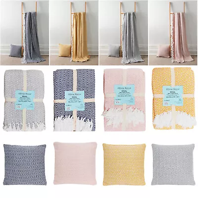 New Regal 100% Cotton Throws Super Soft Cosy Sofa Bed Blankets / Cushion Covers • £13.99