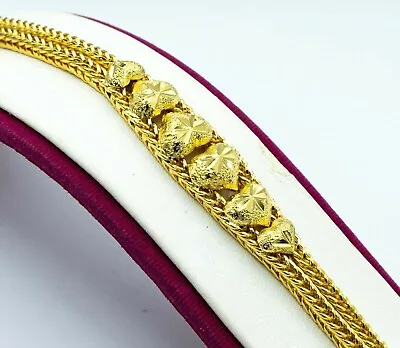 $32.57 • Buy Hearts Lovely 22K 23K 24K Thai Baht Yellow Gold GP Bracelet Bangle Women Jewelry
