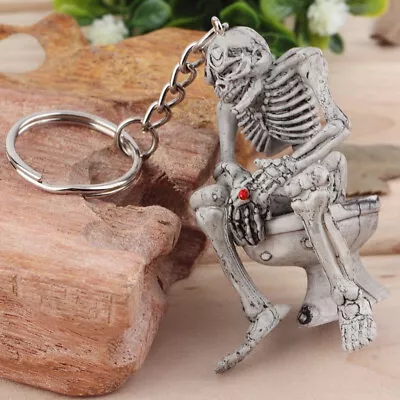 1Pc Men Creative Keyfob Car Keyring Keychain Key Ring Chain Skull Toilet Gift • $5.04