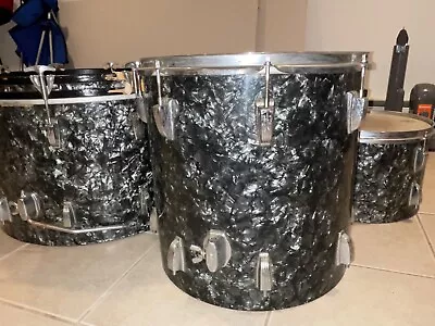 Vintage 60's Ludwig Black Diamond Pearl 3 Piece Drum Set • $775