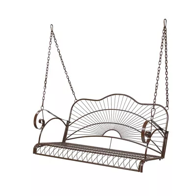 Backyard Vintage Iron Porch Hanging Swing Bench Chairs Seat With Chains Arm • $109.89