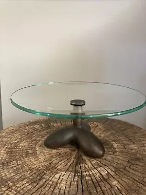 VTG 90s Signed Michael Graves Glass & Metal Base Biomorphic Fruit Bowl Platter • $50