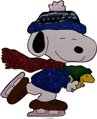 18  Peanuts Gang Snoopy Ice Skating W Woodstock Christmas Decor Hammered Metal • $39.99