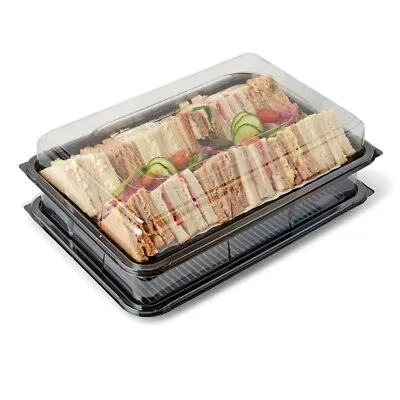£18.90 • Buy 5X Large Plastic Catering Sandwich Platters Trays + Lids For Buffet Food Party