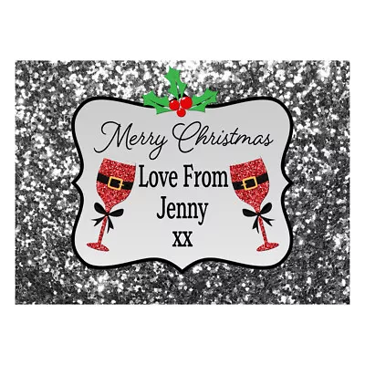 Personalised Merry Christmas CHAMPAGNE WINE Prosecco LABELS Small Mini Bottle • £2.99